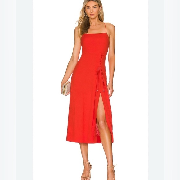 Free People Dresses & Skirts - Free People Francesca Midi Dress Size XL NWT Open, tie-back side slit unlined